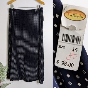 Talbots Pure Silk Long Skirt Navy Size 14